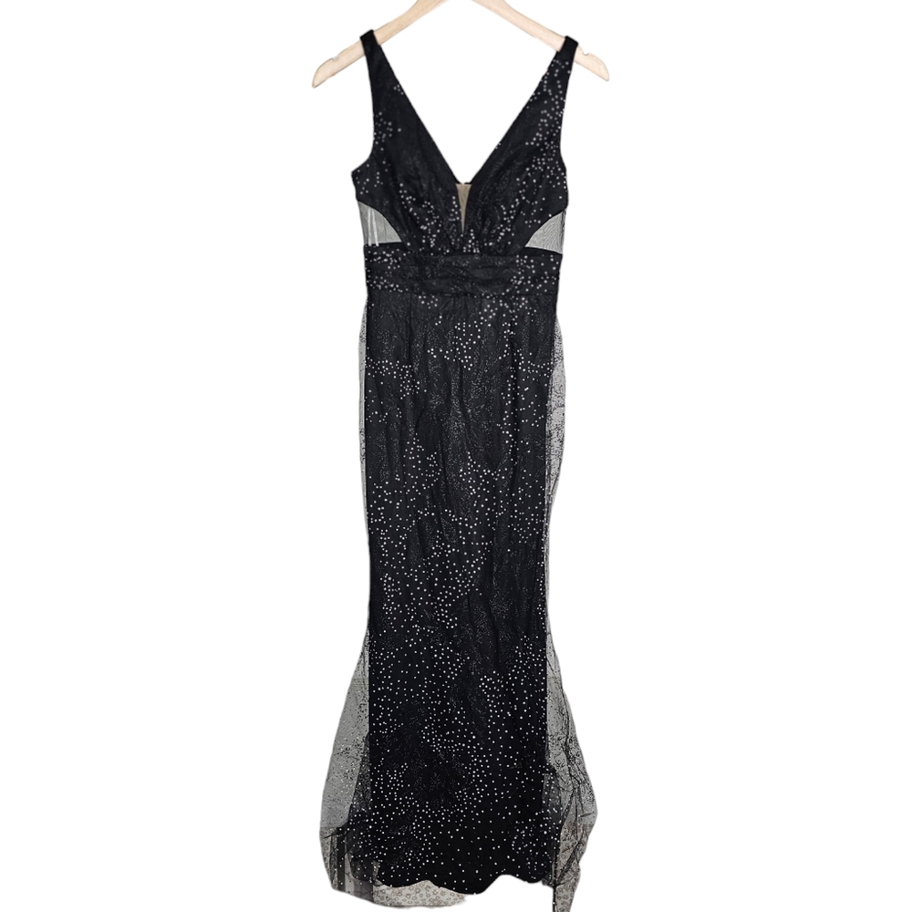 Marchesa Notte Black Glitter Gown Evening Wedding Gala Size 0 New With Tags - Picture 4 of 10